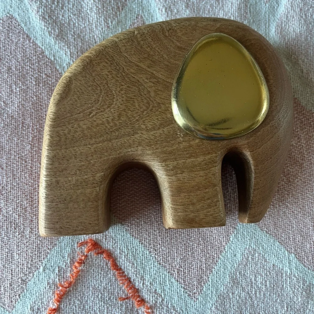 Crate&Barrel Brown Elephant with Gold Detail